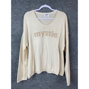 Town Pride Mystic Sweater Women's XL Cream V-Neck Knit Pullover USA